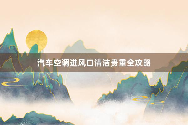 汽车空调进风口清洁贵重全攻略